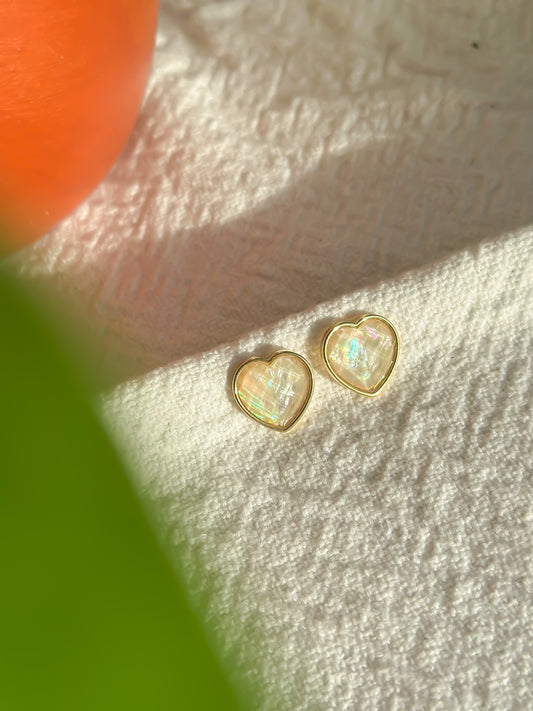 Opal Heart Earrings