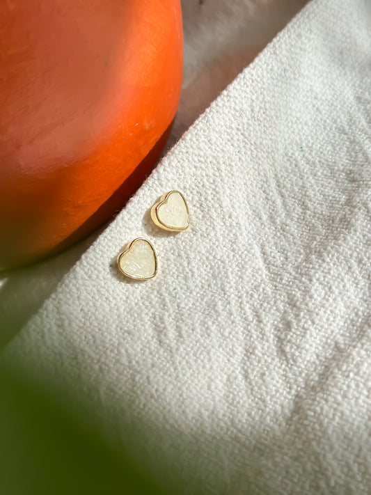 Selenite Heart Studs: Positive Light