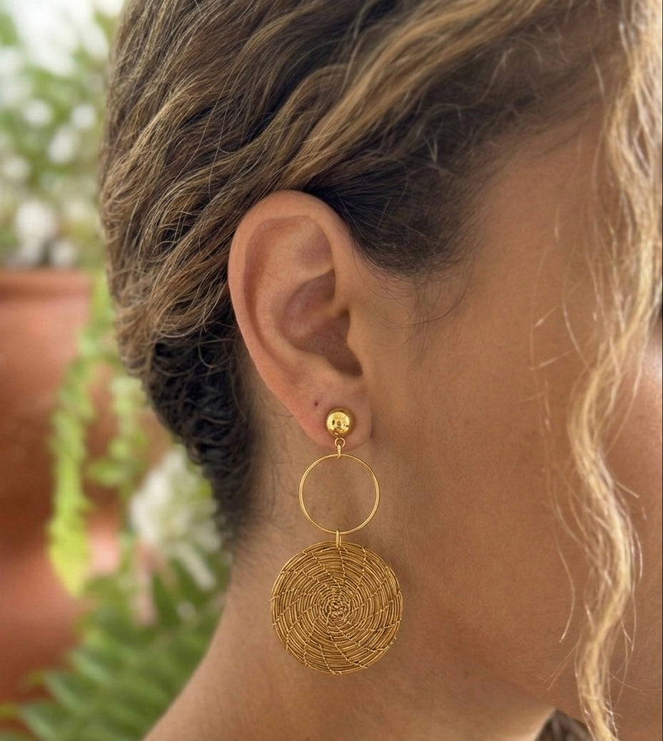 Maxi Golden Grass Earrings