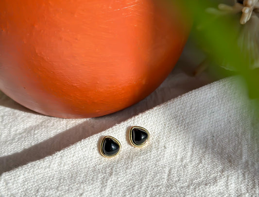 Black Agate Studs: Serene Shield