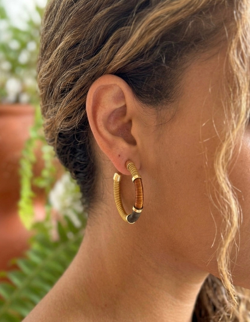 Boho Golden Grass Hoops