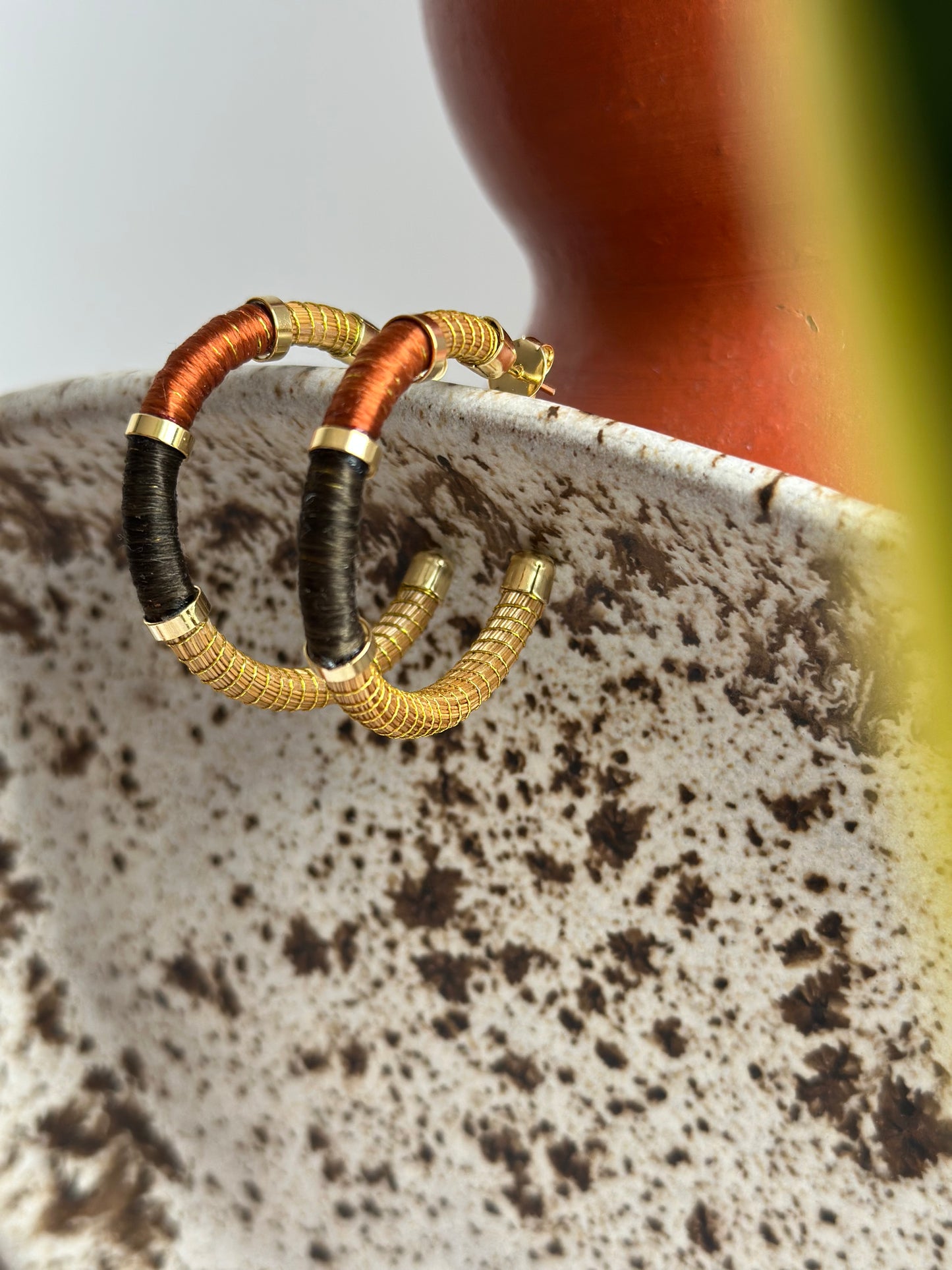 Boho Golden Grass Hoops
