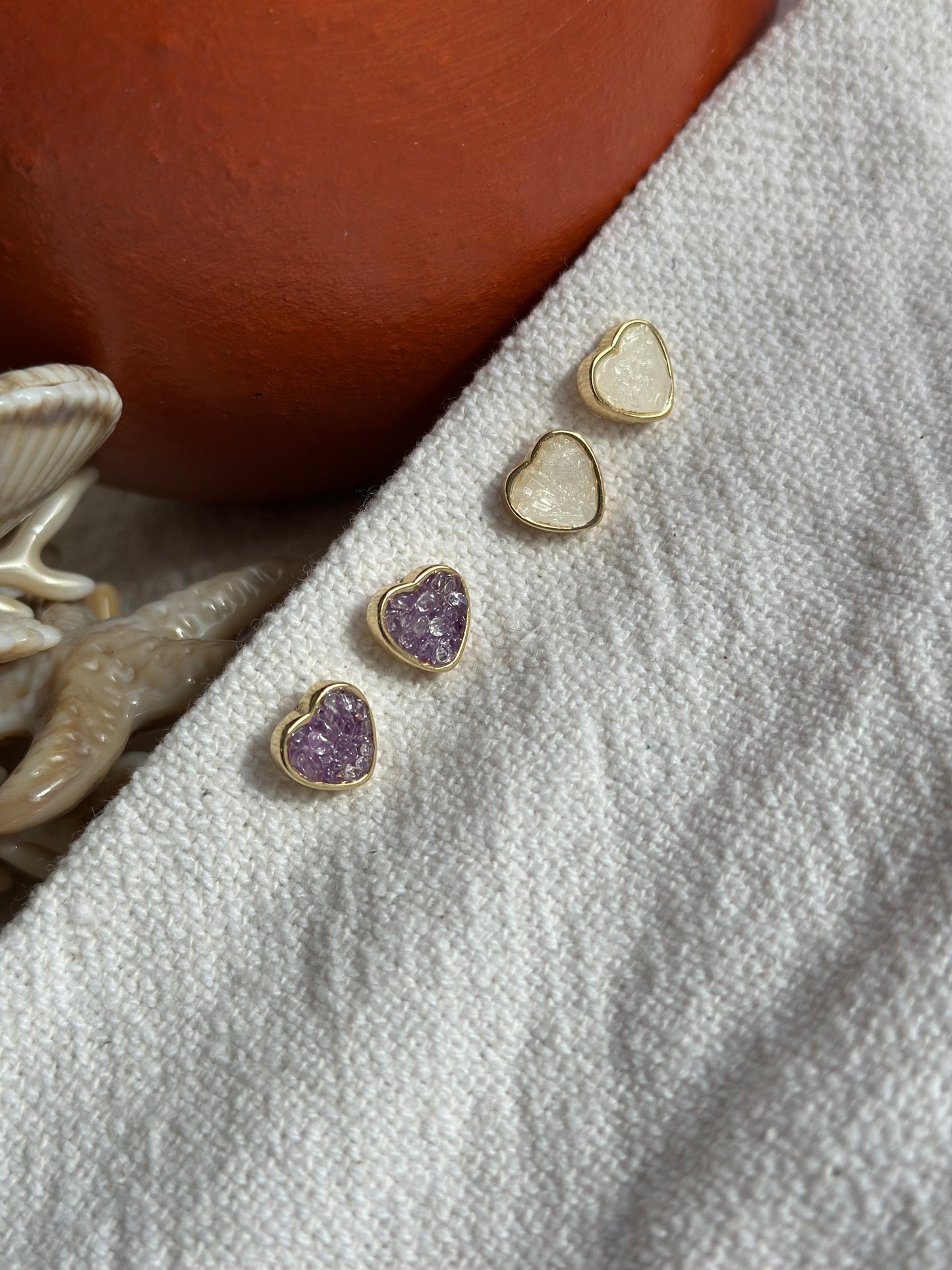Amethyst Heart Studs: Self-trust