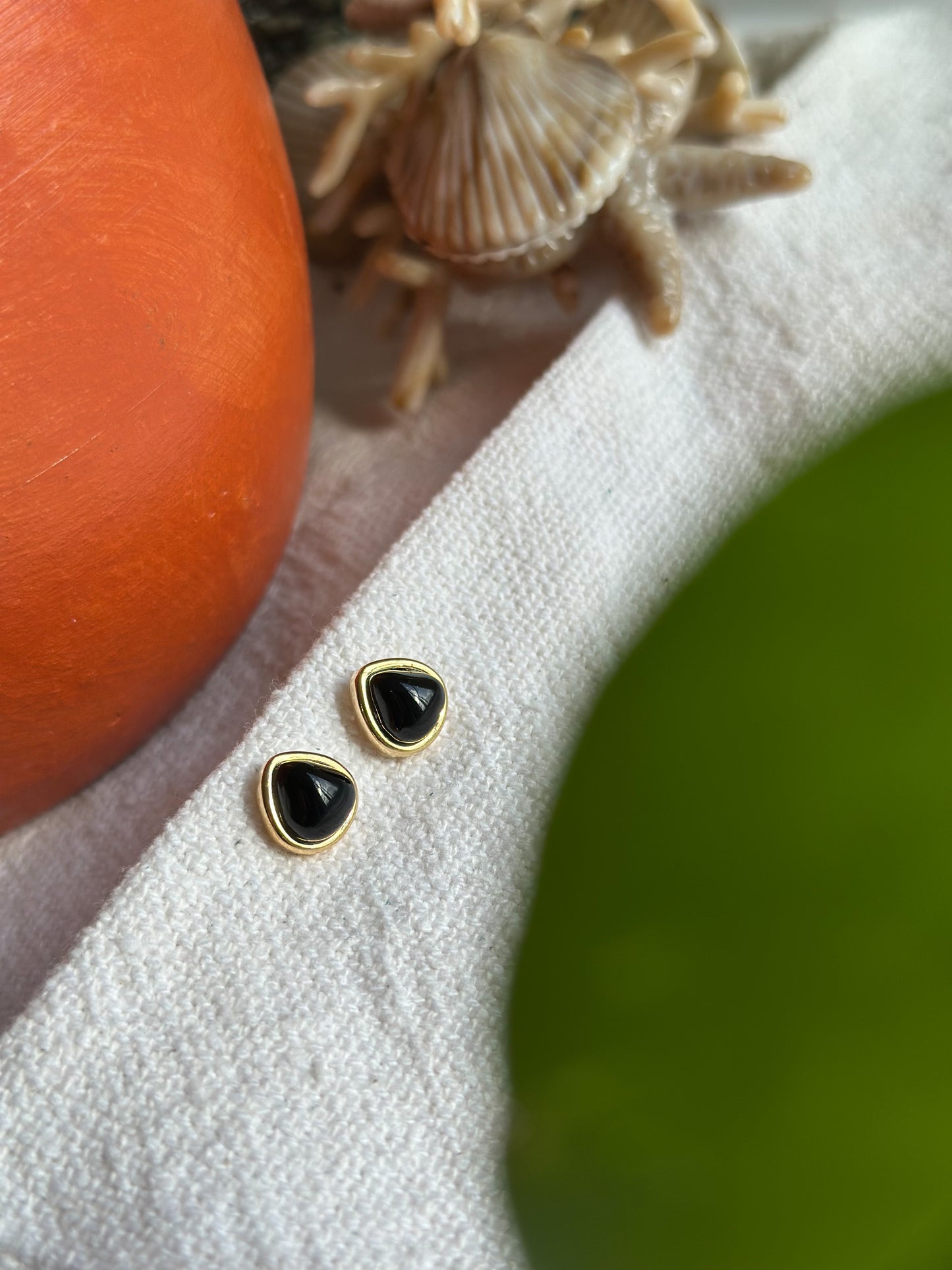Black Agate Studs: Serene Shield