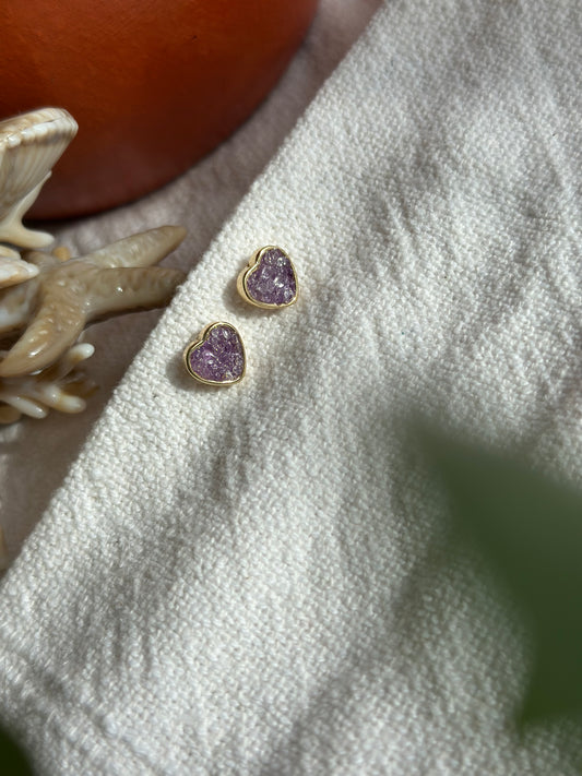 Amethyst Heart Studs: Self-trust