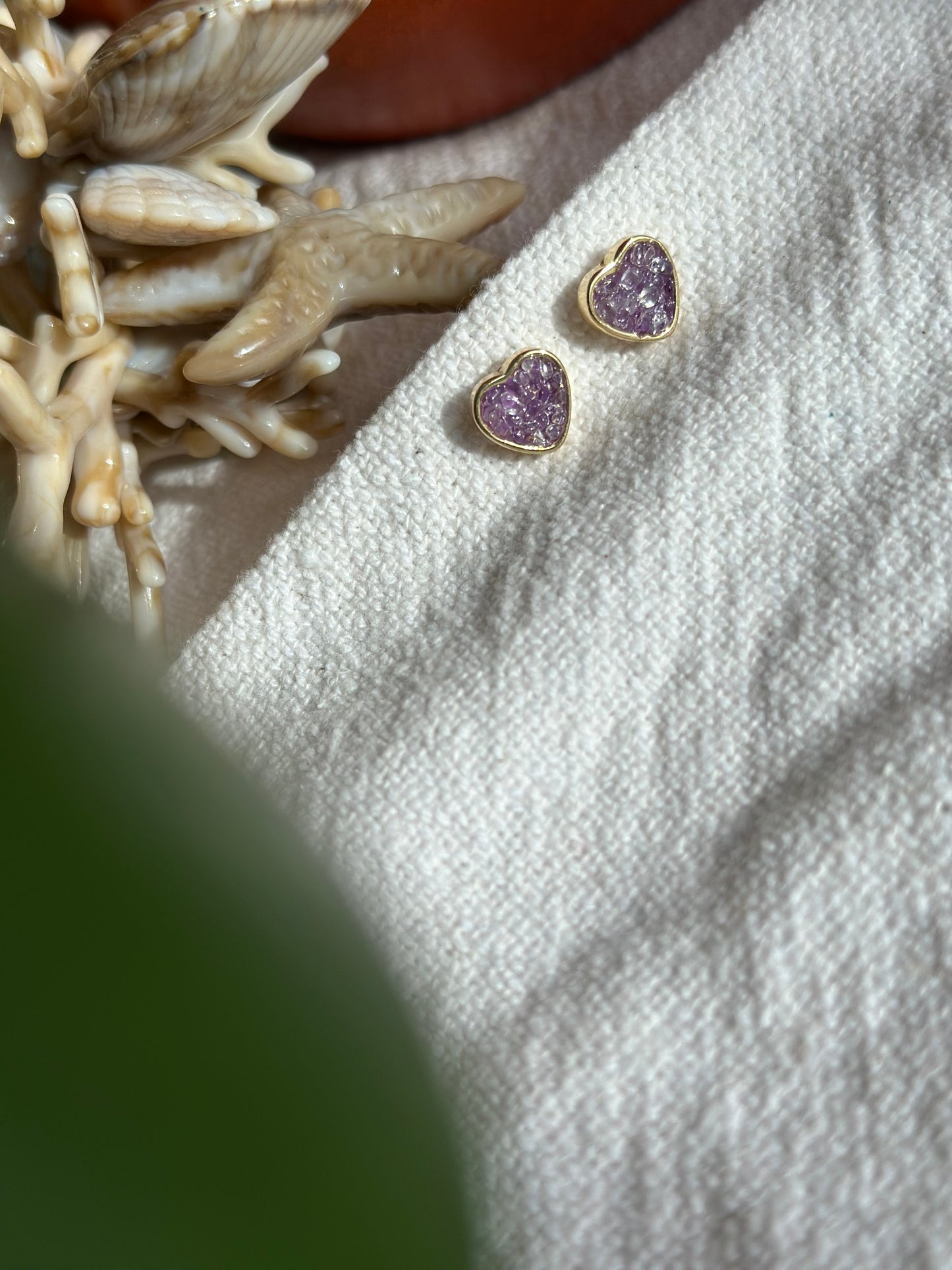 Amethyst Heart Studs: Self-trust