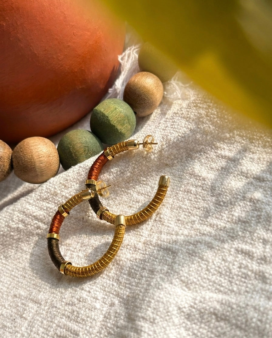 Boho Golden Grass Hoops